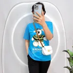 Đồ bộ quần ngố đen áo tay ngắn cổ tròn in hình
