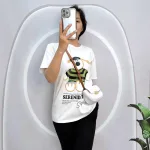 Đồ bộ quần ngố đen áo tay ngắn cổ tròn in hình
