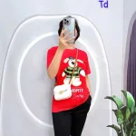 Đồ bộ quần ngố đen áo tay ngắn cổ tròn in hình