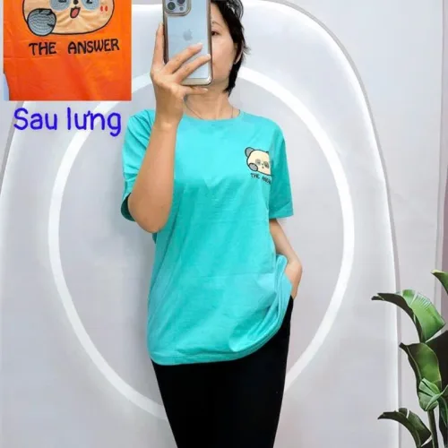Đồ bộ quần ngố đen áo tay ngắn cổ tròn in hình form rộng