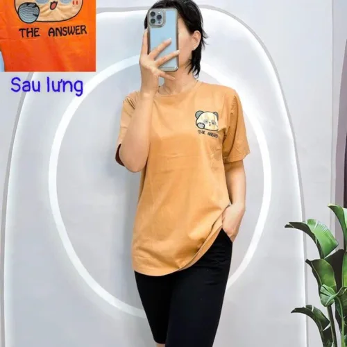 Đồ bộ quần ngố đen áo tay ngắn cổ tròn in hình form rộng