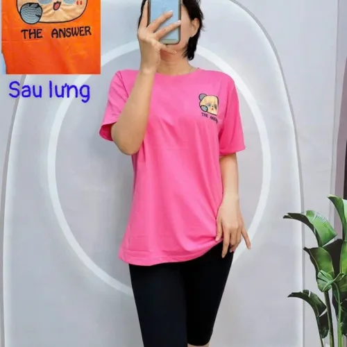 Đồ bộ quần ngố đen áo tay ngắn cổ tròn in hình form rộng