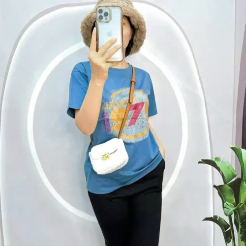 Đồ bộ quần ngố đen áo tay ngắn cổ tròn in số