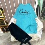 Đồ bộ quần ngố đen áo tay ngắn in chữ