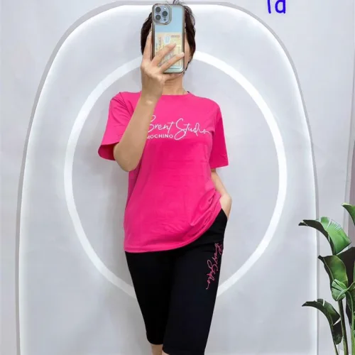 Đồ bộ quần ngố đen áo tay ngắn in chữ