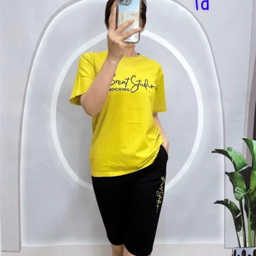 Đồ bộ quần ngố đen áo tay ngắn in chữ