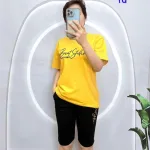 Đồ bộ quần ngố đen áo tay ngắn in chữ