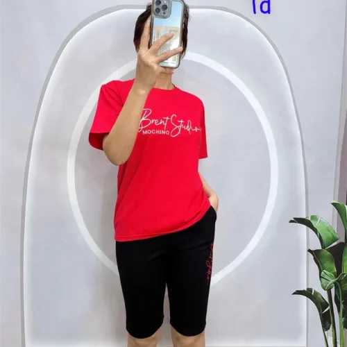 Đồ bộ quần ngố đen áo tay ngắn in chữ