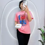 Đồ bộ quần ngố đen áo tay ngắn in chữ