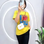 Đồ bộ quần ngố đen áo tay ngắn in chữ