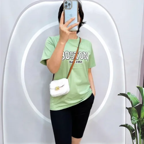 Đồ bộ quần ngố đen áo tay ngắn in chữ