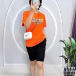 Đồ bộ quần ngố đen áo tay ngắn in chữ