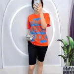 Đồ bộ quần ngố đen áo tay ngắn in chữ