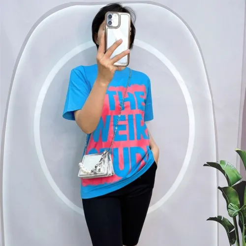 Đồ bộ quần ngố đen áo tay ngắn in chữ