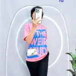 Đồ bộ quần ngố đen áo tay ngắn in chữ