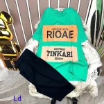 Đồ bộ quần ngố đen áo tay ngắn in chữ