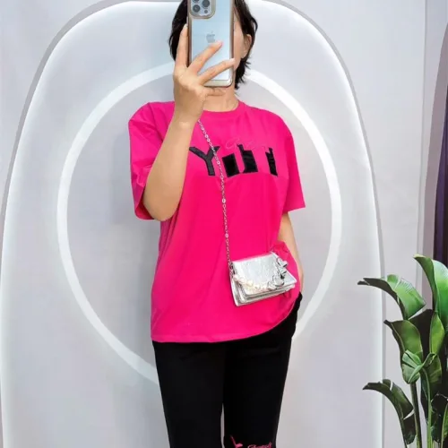 Đồ bộ quần ngố đen áo tay ngắn in chữ form rộng