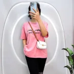 Đồ bộ quần ngố đen áo tay ngắn in chữ form rộng