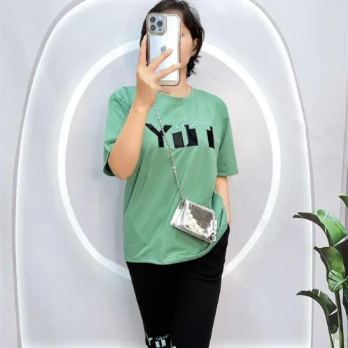 Đồ bộ quần ngố đen áo tay ngắn in chữ form rộng