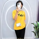 Đồ bộ quần ngố đen áo tay ngắn in chữ form rộng