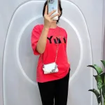 Đồ bộ quần ngố đen áo tay ngắn in chữ form rộng