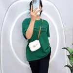 Đồ bộ quần ngố đen áo tay ngắn in chữ form rộng
