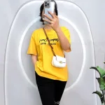 Đồ bộ quần ngố đen áo tay ngắn in chữ form rộng