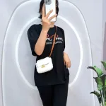 Đồ bộ quần ngố đen áo tay ngắn in chữ form rộng