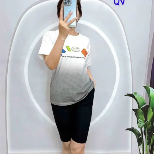 Đồ bộ quần ngố đen áo tay ngắn in chữ nice
