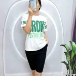 Đồ bộ quần ngố đen áo tay ngắn in chữ to