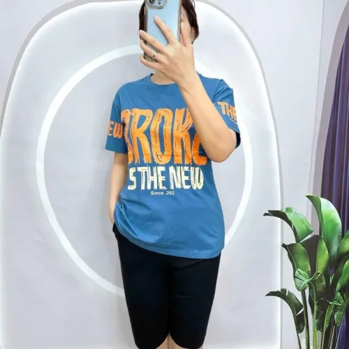 Đồ bộ quần ngố đen áo tay ngắn in chữ to