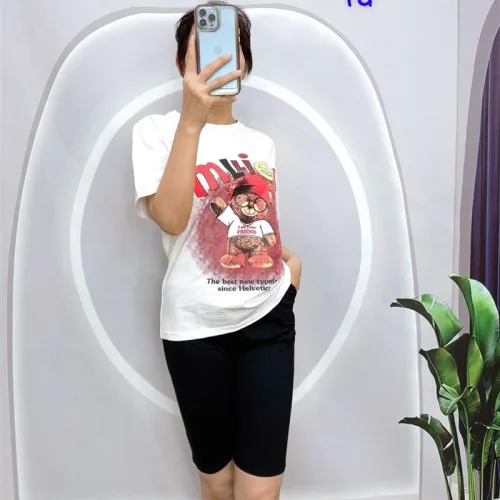 Đồ bộ quần ngố đen áo tay ngắn in hình