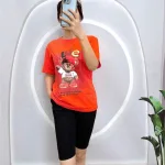Đồ bộ quần ngố đen áo tay ngắn in hình