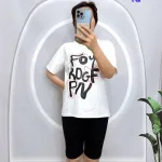 Đồ bộ quần ngố đen áo tay ngắn in hình
