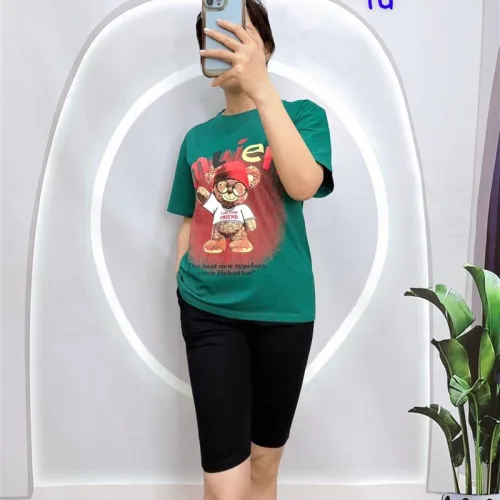 Đồ bộ quần ngố đen áo tay ngắn in hình