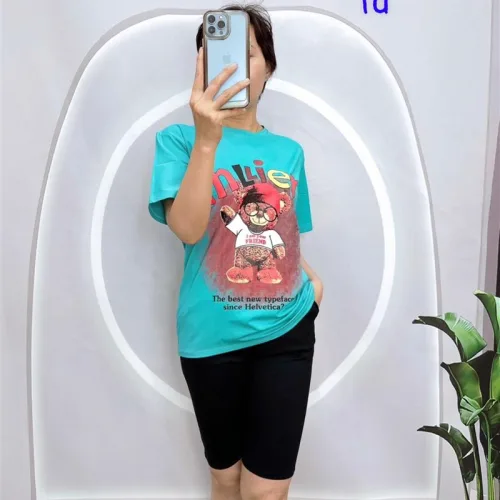 Đồ bộ quần ngố đen áo tay ngắn in hình