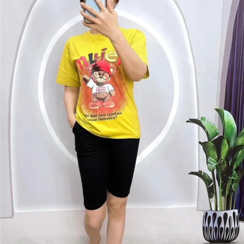 Đồ bộ quần ngố đen áo tay ngắn in hình