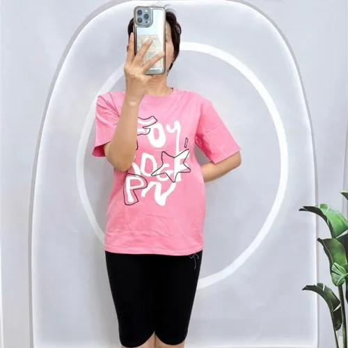 Đồ bộ quần ngố đen áo tay ngắn in hình