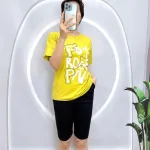 Đồ bộ quần ngố đen áo tay ngắn in hình