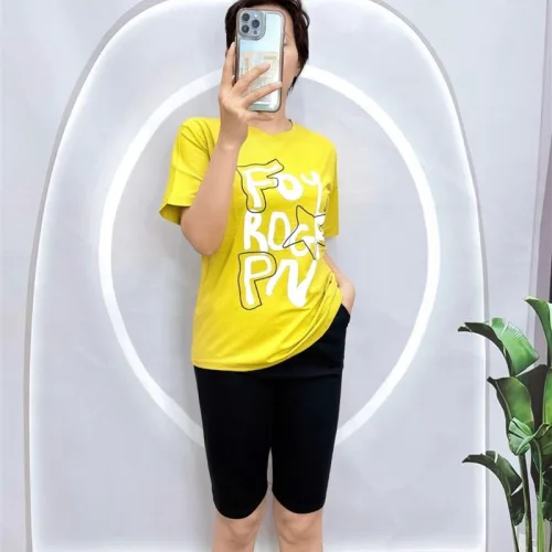 Đồ bộ quần ngố đen áo tay ngắn in hình