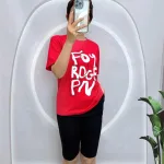 Đồ bộ quần ngố đen áo tay ngắn in hình