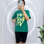 Đồ bộ quần ngố đen áo tay ngắn in hình