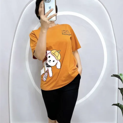 Đồ bộ quần ngố đen áo tay ngắn in hình