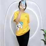 Đồ bộ quần ngố đen áo tay ngắn in hình