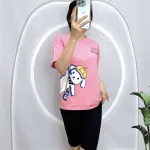 Đồ bộ quần ngố đen áo tay ngắn in hình