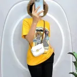 Đồ bộ quần ngố đen áo tay ngắn in hình