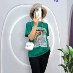 Đồ bộ quần ngố đen áo tay ngắn in hình