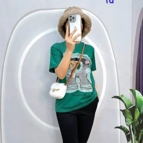 Đồ bộ quần ngố đen áo tay ngắn in hình