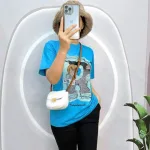 Đồ bộ quần ngố đen áo tay ngắn in hình