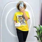 Đồ bộ quần ngố đen áo tay ngắn in hình